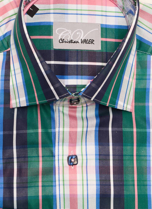 Chemise manches longues vert CHRISTIAN VALER pour homme