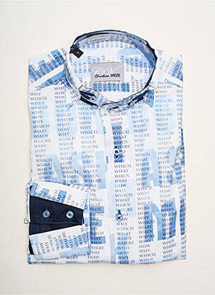 Chemise manches longues manches longues bleu CHRISTIAN VALER homme