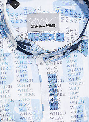 Chemise manches longues manches longues bleu CHRISTIAN VALER homme