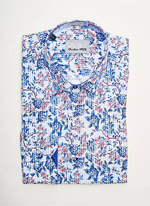 Chemise manches longues imprimé fleurs bleu CHRISTIAN VALER homme