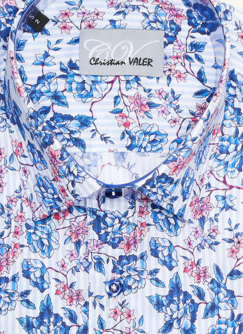 Chemise manches longues bleu CHRISTIAN VALER pour homme