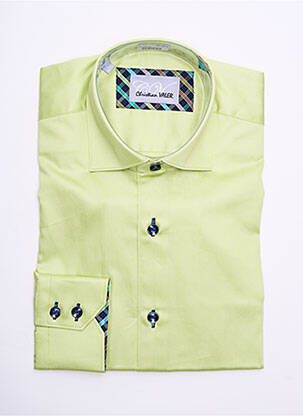 Chemise manches longues manches longues vert CHRISTIAN VALER homme