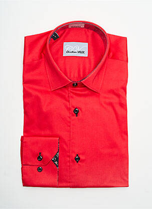 Chemise manches longues manches longues rouge CHRISTIAN VALER homme