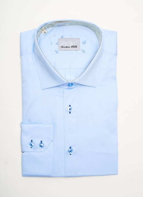 Chemise manches longues bleu CHRISTIAN VALER pour homme