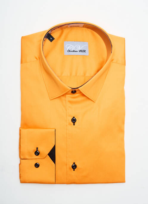 Chemise manches longues orange CHRISTIAN VALER pour homme