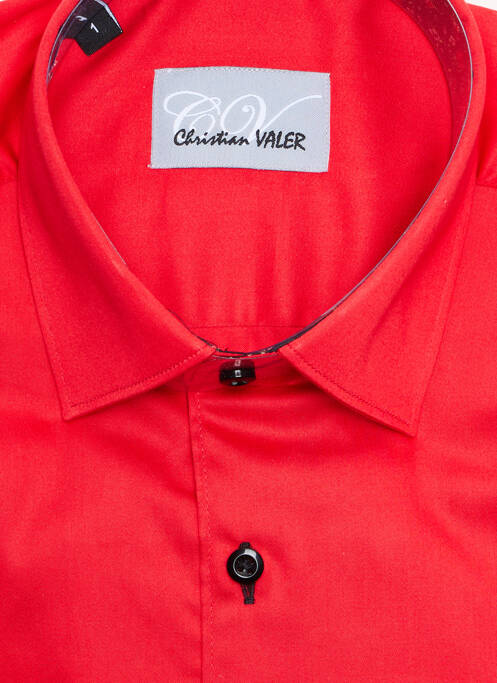 Chemise manches longues rouge CHRISTIAN VALER pour homme