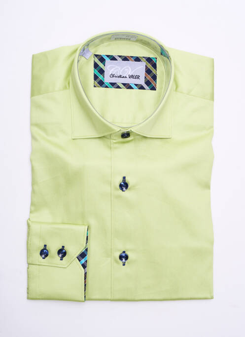 Chemise manches longues vert CHRISTIAN VALER pour homme