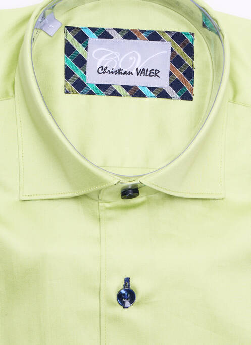 Chemise manches longues vert CHRISTIAN VALER pour homme