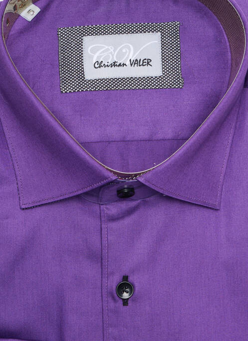 Chemise manches longues violet CHRISTIAN VALER pour homme