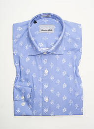 Chemise manches longues imprimé fantaisie bleu CHRISTIAN VALER homme
