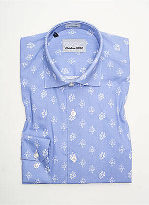 Chemise manches longues imprimé fantaisie bleu CHRISTIAN VALER homme