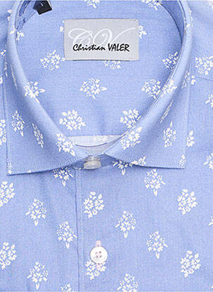 Chemise manches longues imprimé fantaisie bleu CHRISTIAN VALER homme