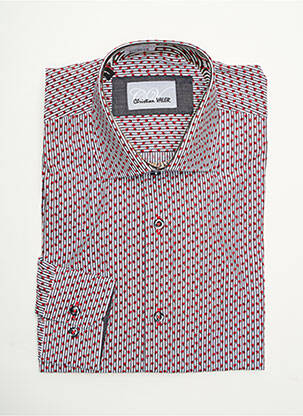 Chemise manches longues rouge CHRISTIAN VALER pour homme