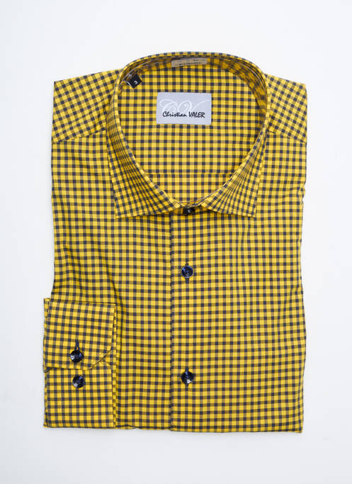 Chemise manches longues jaune CHRISTIAN VALER pour homme