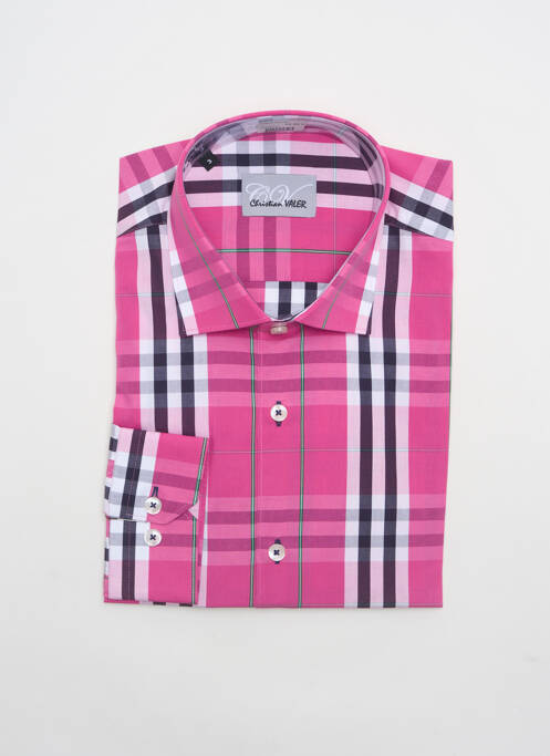 Chemise manches longues rose CHRISTIAN VALER pour homme