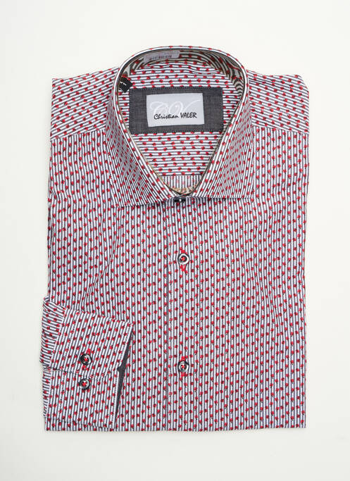 Chemise manches longues rouge CHRISTIAN VALER pour homme