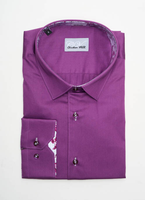 Chemise manches longues violet CHRISTIAN VALER pour homme