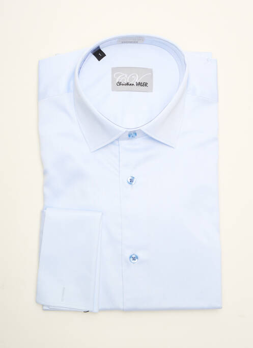 Chemise manches longues bleu CHRISTIAN VALER pour homme