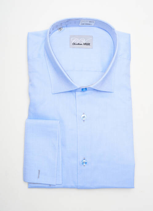 Chemise manches longues bleu CHRISTIAN VALER pour homme