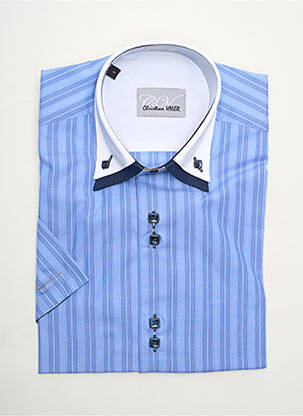 Chemise manches courtes coupe droite bleu CHRISTIAN VALER homme