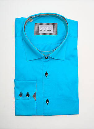 Chemise manches longues bleu CHRISTIAN VALER pour homme