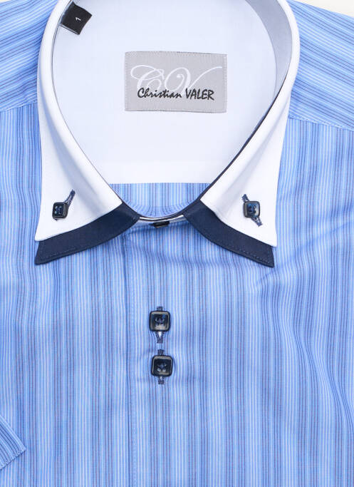 Chemise manches courtes bleu CHRISTIAN VALER pour homme