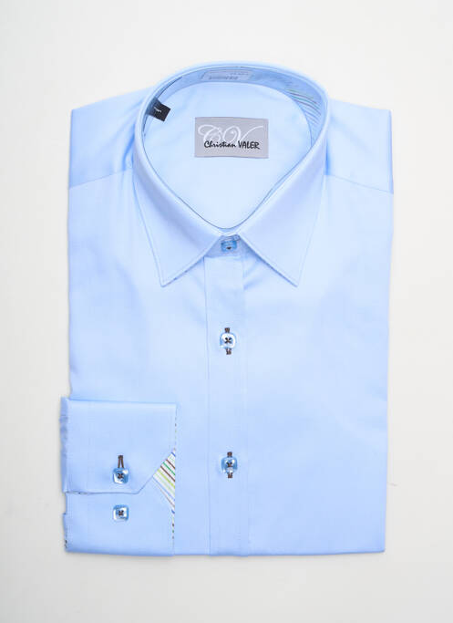 Chemise manches longues bleu CHRISTIAN VALER pour homme