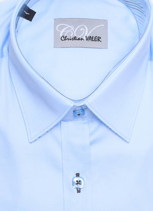 Chemise manches longues bleu CHRISTIAN VALER pour homme