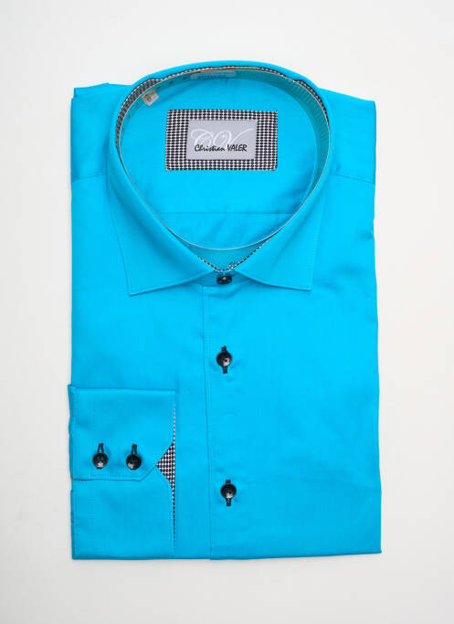 Chemise manches longues bleu CHRISTIAN VALER pour homme