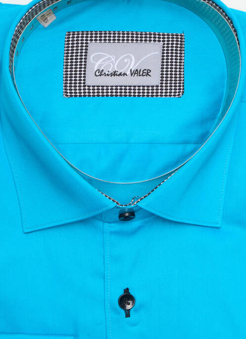 Chemise manches longues bleu CHRISTIAN VALER pour homme