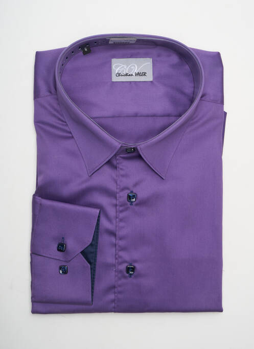 Chemise manches longues violet CHRISTIAN VALER pour homme