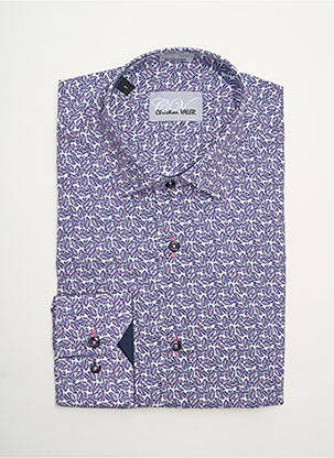 Chemise manches longues imprimé fleurs violet CHRISTIAN VALER homme