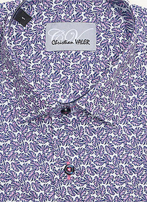 Chemise manches longues imprimé fleurs violet CHRISTIAN VALER homme