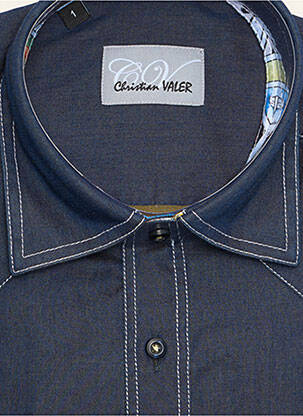 Chemise manches longues manches longues bleu CHRISTIAN VALER homme