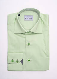 Chemise manches longues manches longues vert CHRISTIAN VALER homme