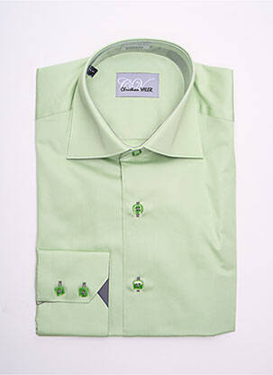 Chemise manches longues manches longues vert CHRISTIAN VALER homme