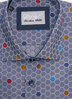 Chemise manches longues manches longues bleu CHRISTIAN VALER homme