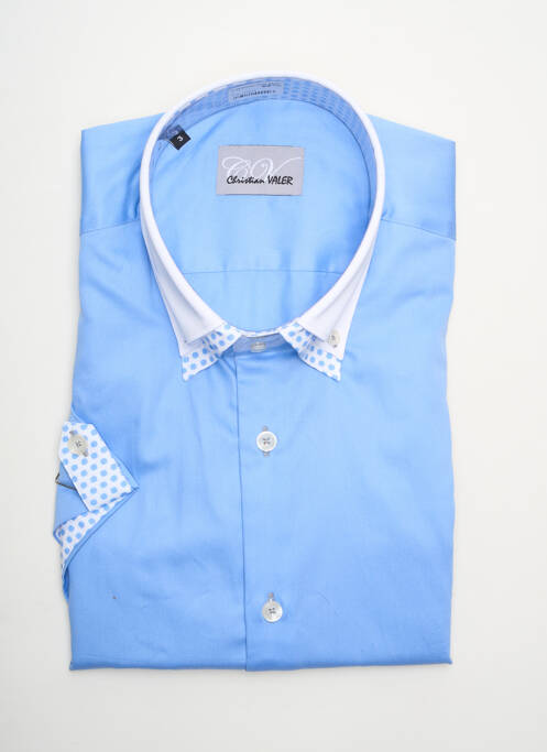 Chemise manches courtes bleu CHRISTIAN VALER pour homme