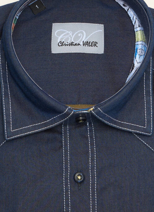 Chemise manches longues bleu CHRISTIAN VALER pour homme