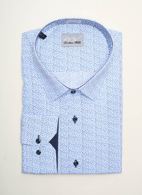 Chemise manches longues bleu CHRISTIAN VALER pour homme