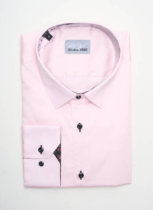 Chemise manches longues rose CHRISTIAN VALER pour homme