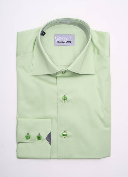 Chemise manches longues vert CHRISTIAN VALER pour homme