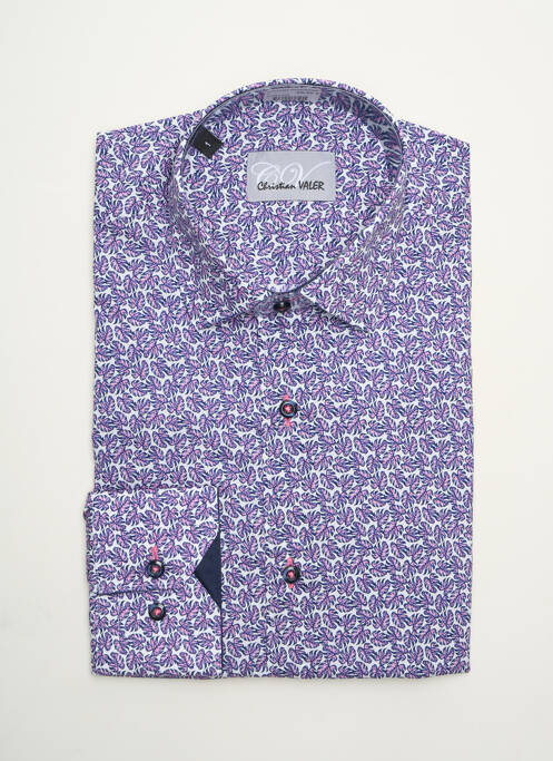 Chemise manches longues violet CHRISTIAN VALER pour homme