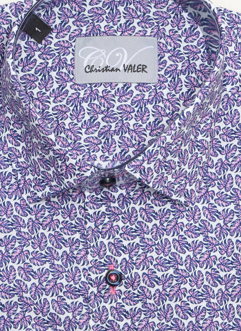 Chemise manches longues violet CHRISTIAN VALER pour homme