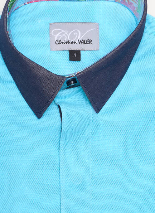 Polo bleu CHRISTIAN VALER pour homme