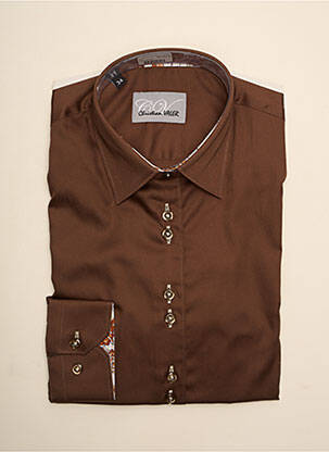 Chemisier coupe cintrée manches longues marron CHRISTIAN VALER femme