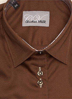 Chemisier coupe cintrée manches longues marron CHRISTIAN VALER femme
