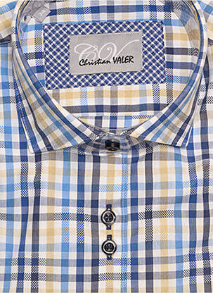 Chemisier coupe cintrée manches longues bleu CHRISTIAN VALER femme