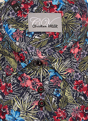 Chemisier imprimé fleurs manches longues vert CHRISTIAN VALER femme