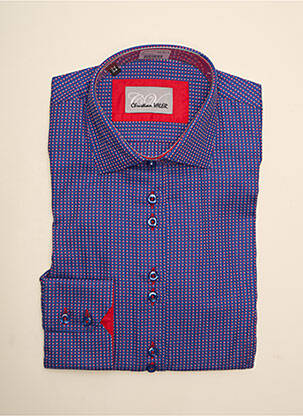 Chemisier coupe cintrée manches longues bleu CHRISTIAN VALER femme